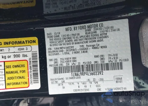 2020 Lincoln Continental Reserve from USA, damaged, VIN 1LN6L9RP4L5602392